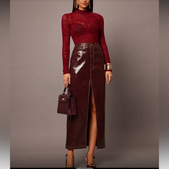 Elegant Burgundy Leopard PrintWomen's Top